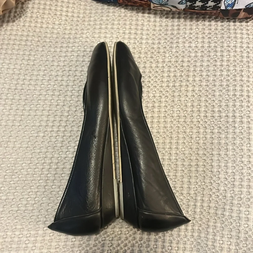 NATURALIZER Women’s Black Leather Wedge Low Heel Slip On Pointy Pump Shoes 7